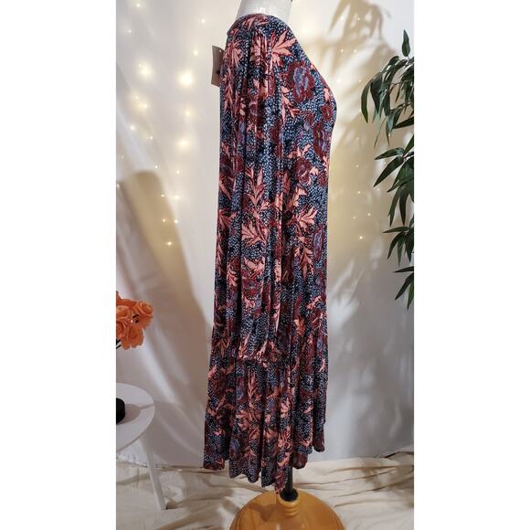 Aveology NWT Jolie Floral V-Neck Ruffle Dress Plus Size 14/16 Boho Knee Length - Picture 8 of 14